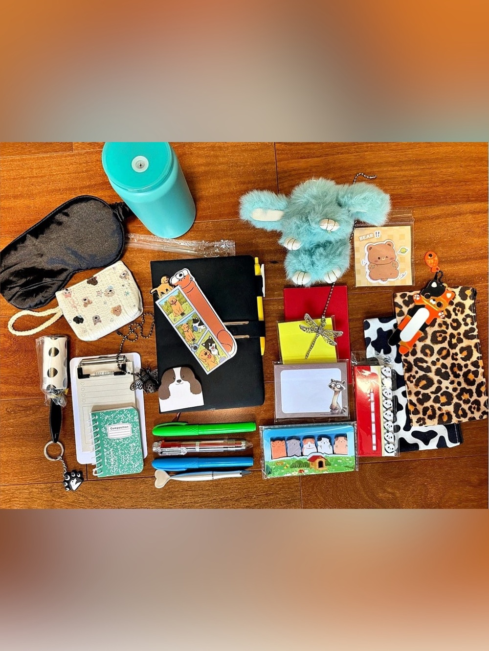 Animal Lover Stationery & Accessories Bundle with bunny bag charm and tumbler